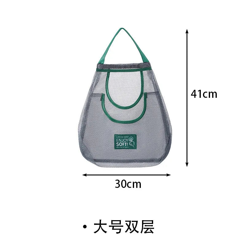 Reusable Storage Bags Kitchen Hanging Mesh Bag Home Fruit And Vegetable Storage Net Bag For Ginger Garlic Potatoes Onions