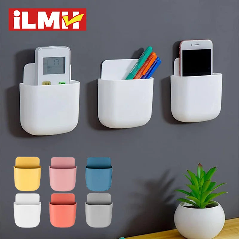 Wall Mounted Storage Box Mobile Phone Plug Holder Stand Rack Remote Control Storage Organizer Case For Air Conditioner TV