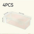 4 large transparent PP storage boxes with lids, used for storing office supplies, pencils, and crafts