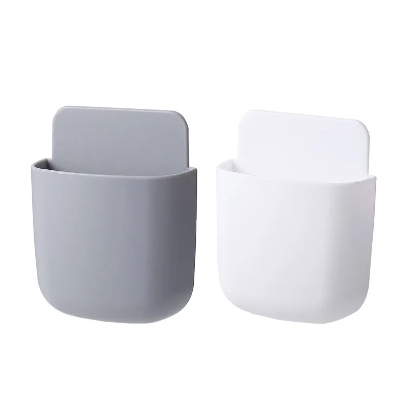 Wall Mounted Storage Box Mobile Phone Plug Holder Stand Rack Remote Control Storage Organizer Case For Air Conditioner TV