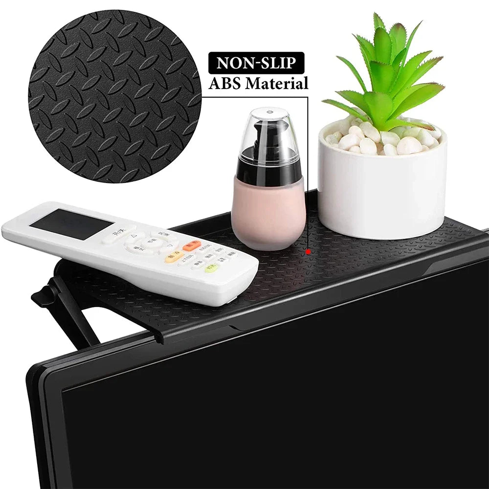 Computer Monitor TV Screen Rack Top Shelf Storage for Office Supplies Decorations Remote Control Organizer Space-saving